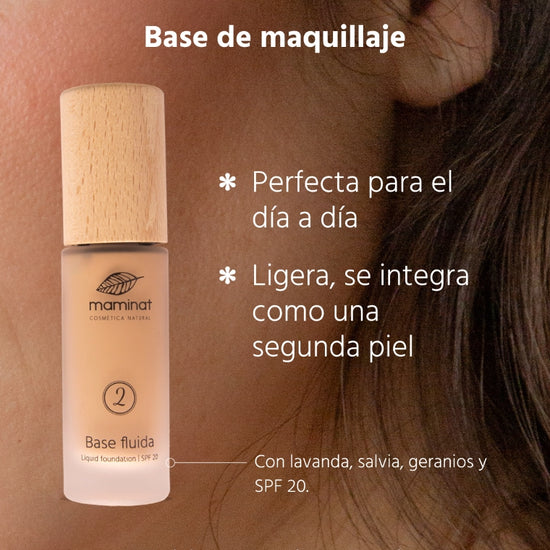 maquillaje natural. Base fluida. Maminat, cosmética natural