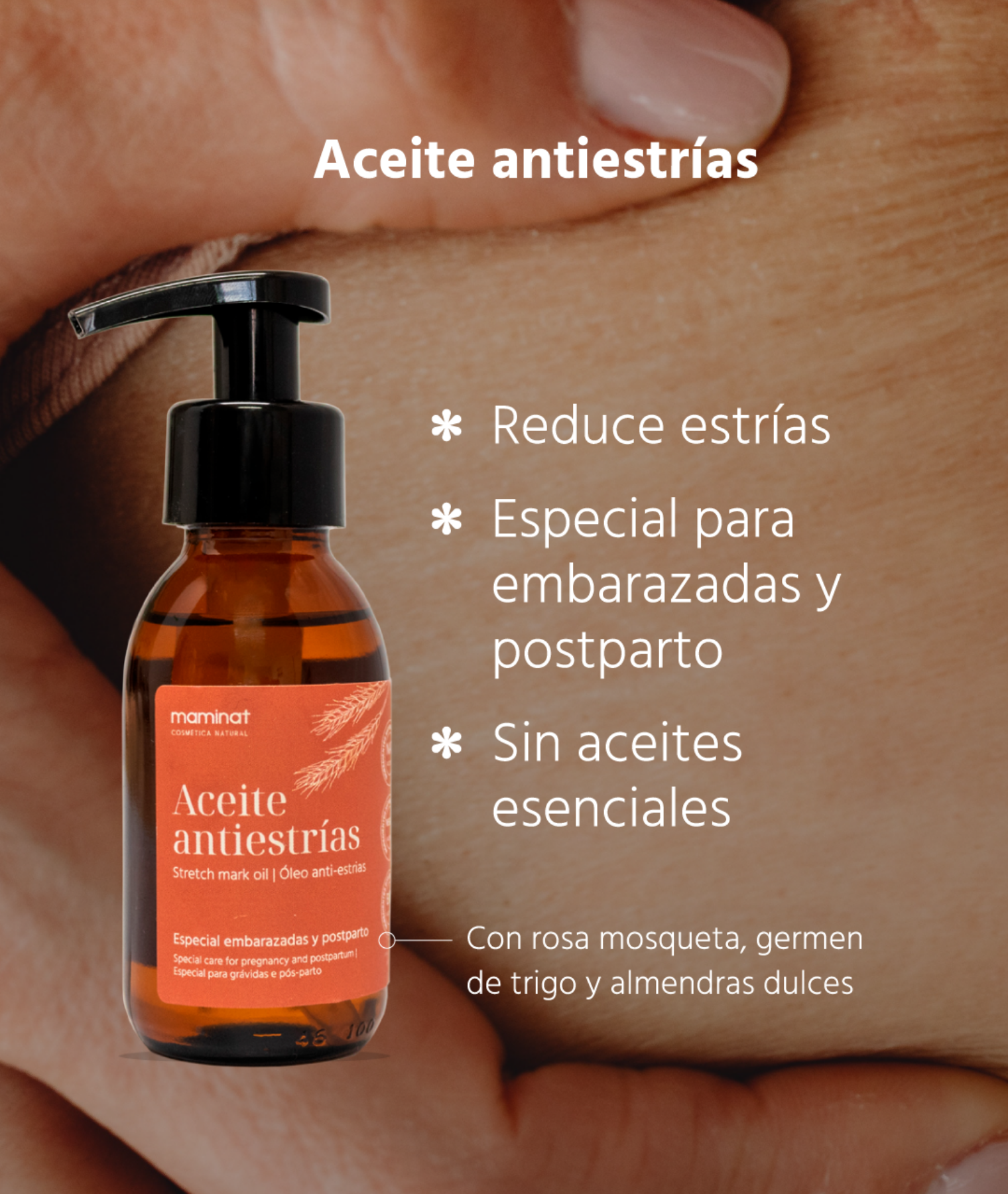 aceite antiestrías. Maminat, cosmética natural