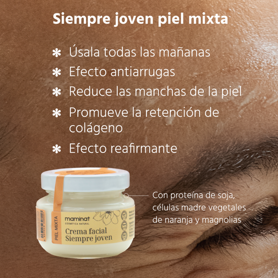 Crema Natural Antiarrugas para Piel Mixta. Siempre joven mixta. Maminat, cosmética natural
