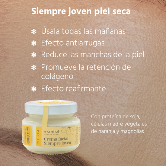 crema antiarrugas natural Siempre joven seca. Maminat, cosmética natural