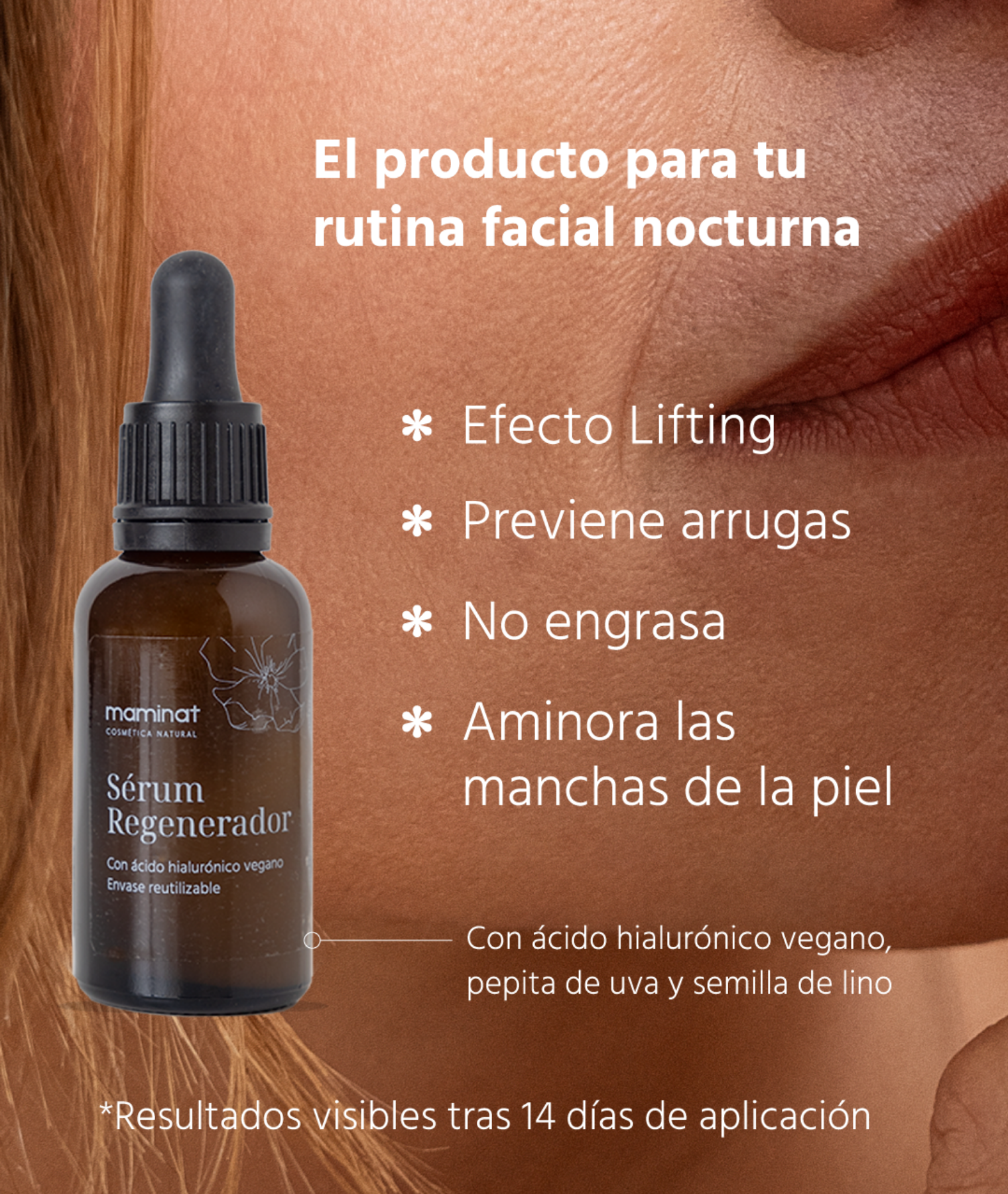 serum de noche regenerador. Maminat, cosmética natural