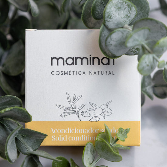 Acondicionador sólido Maminat con argán, coco y espino amarillo, vegano y natural para todo tipo de cabello