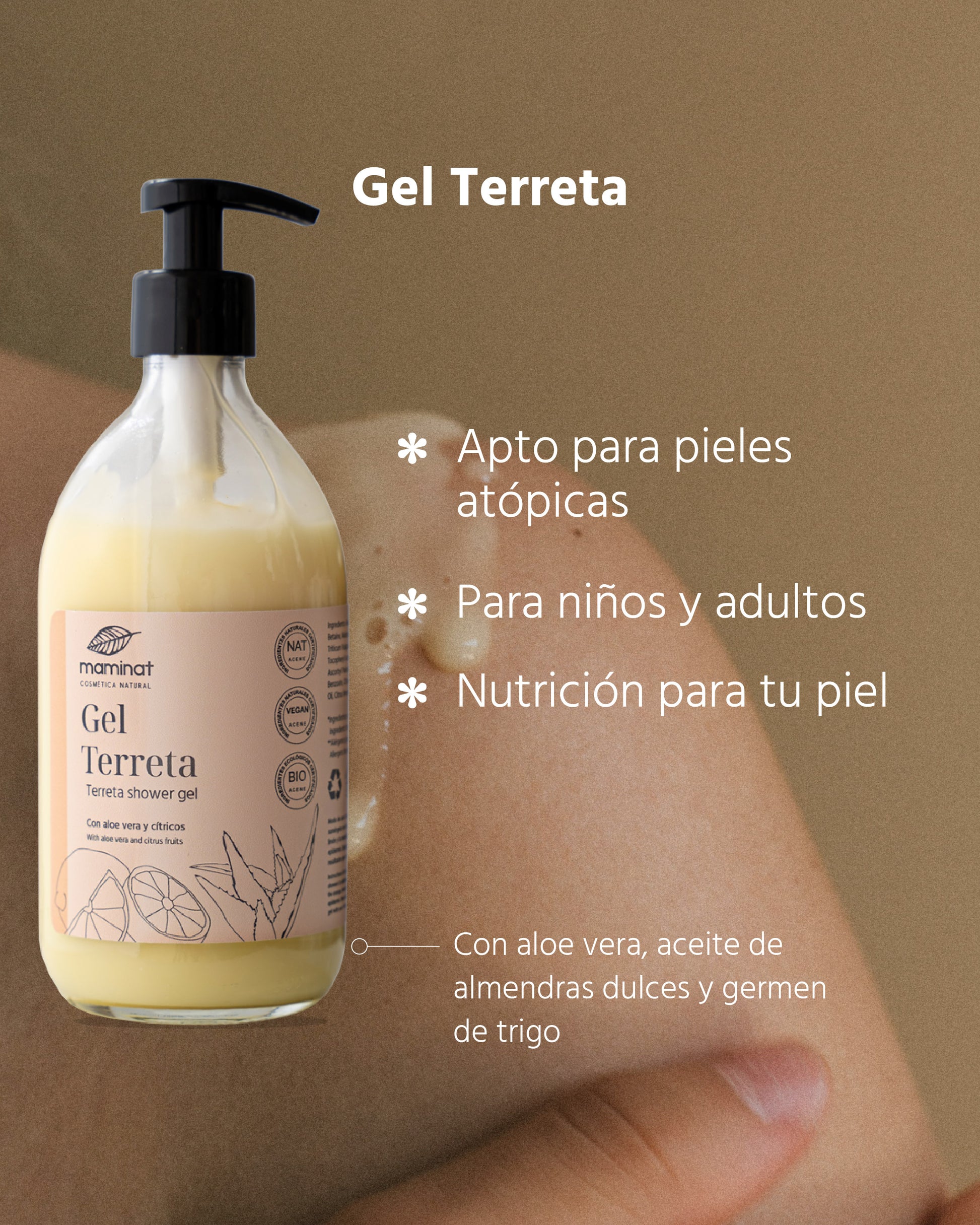 Gel de ducha. Piel atópica. Maminat, cosmética natural