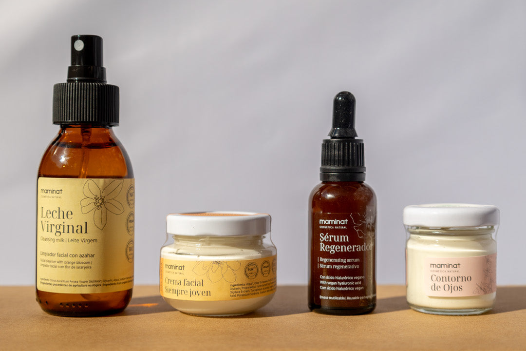 Colección de productos cosméticos naturales de la marca Maminat.