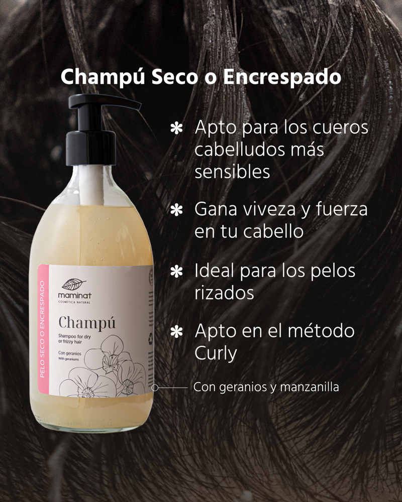 Champú para pelo seco o encrespado  Mejor champú pelo seco, cosmética  natural – Maminat